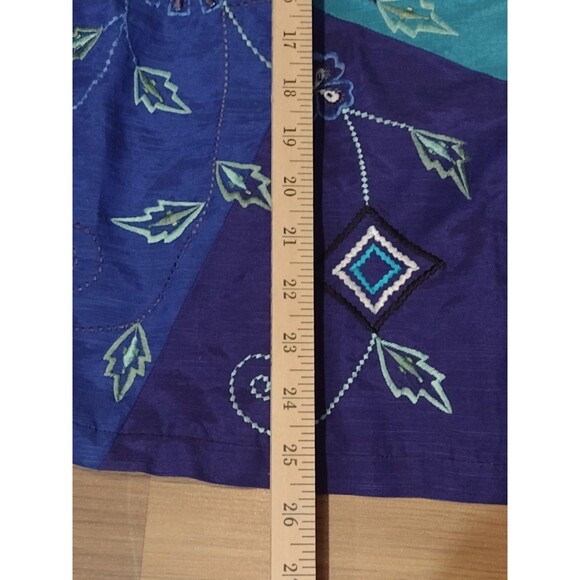 Draper's and Damon's Women's beaded sequin jacket Medium Blue Cotton Lightweight - Picture 7 of 16